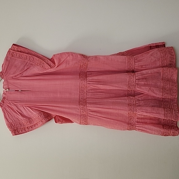 Veronica Beard Preppy Keely Tiered Ramie Mini Dress Size 10  Barbiecore - Picture 6 of 16